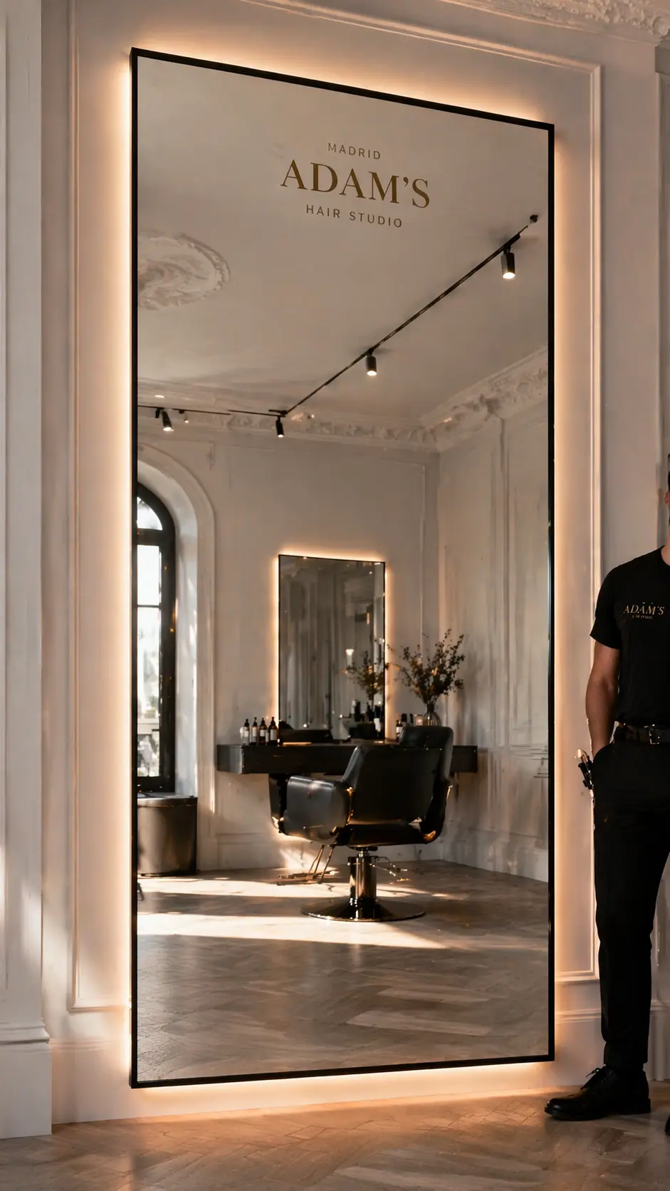 espejo con marco peluqueria barberia