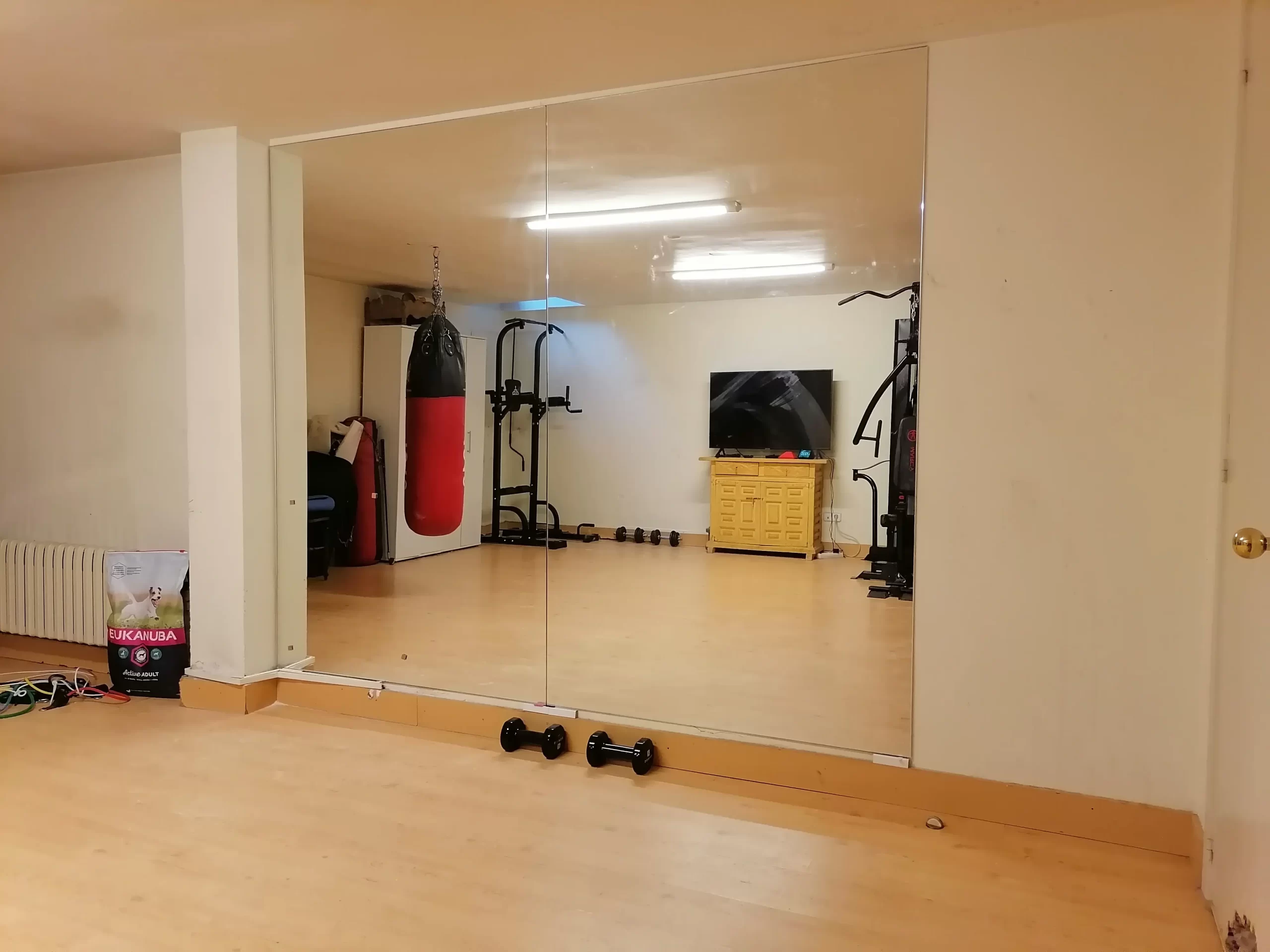 espejo completo pared gimnasio casa