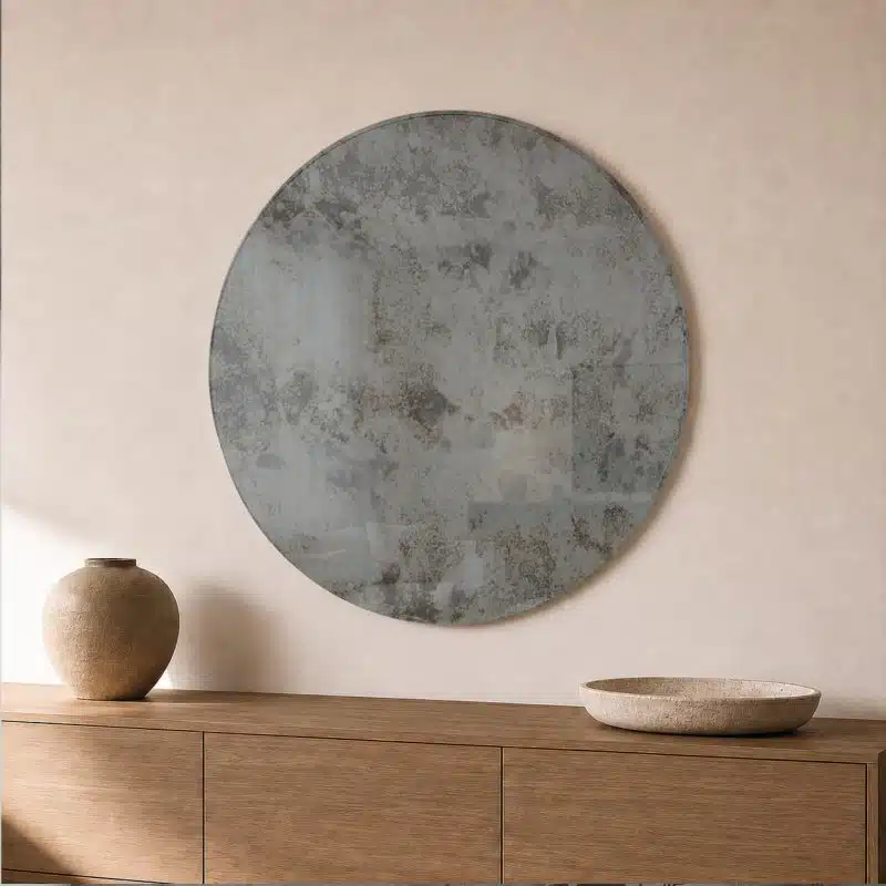 espejo envejecido redondo pared salon color gris plomo 85 hd Espejo Redondo Gris Plomo