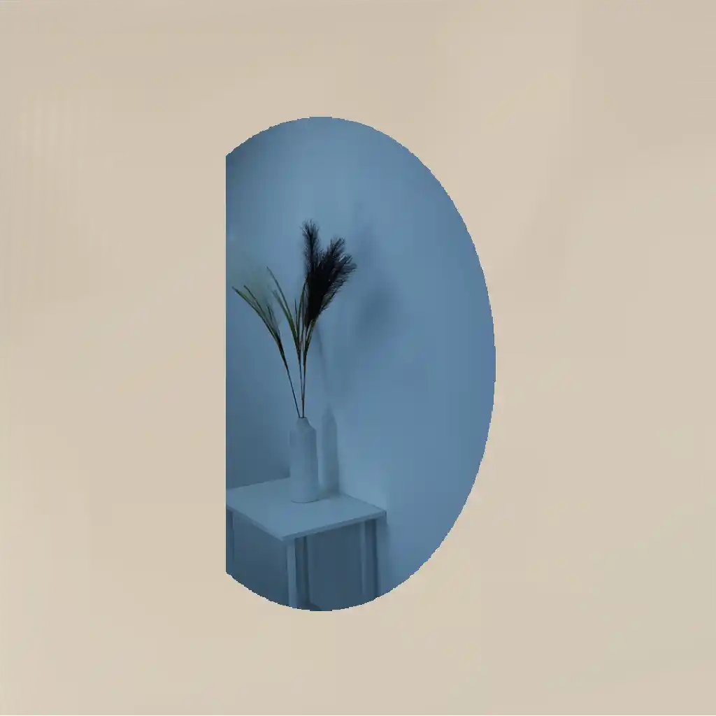 Espejo Azul Celeste Semicircular