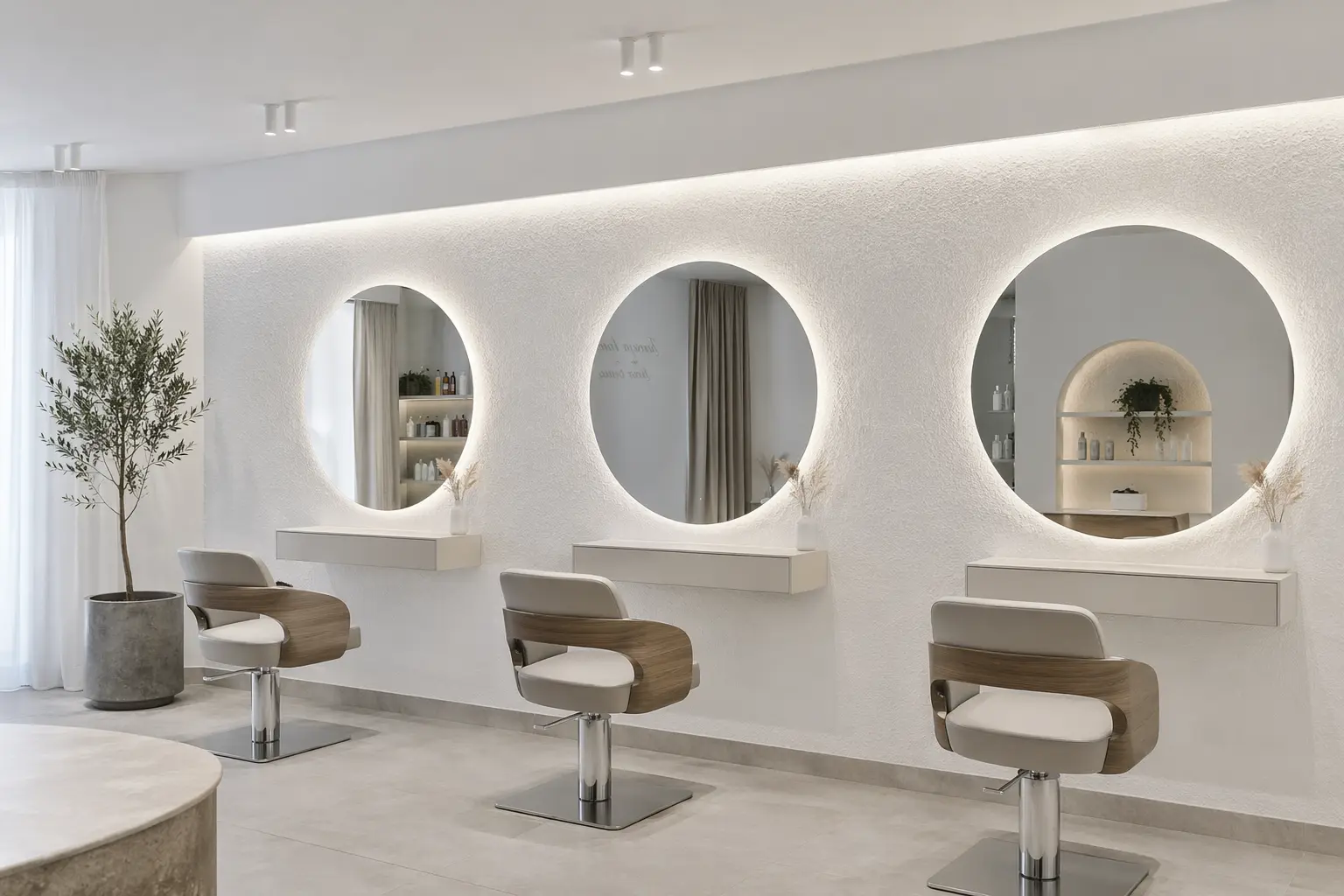 espejo redondo peluqueria barberia madrid