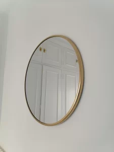 espejo redondo marco dorado