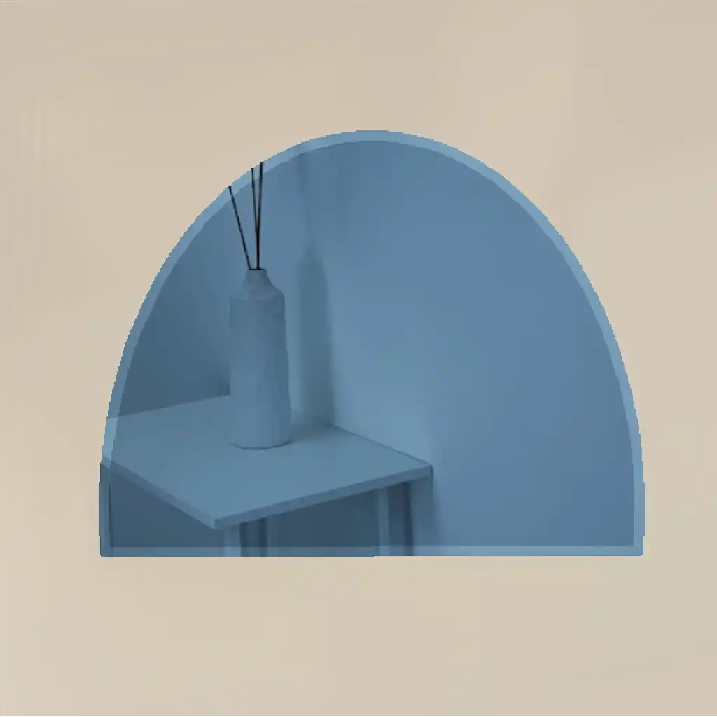 Espejo Azul Celeste Semicircular