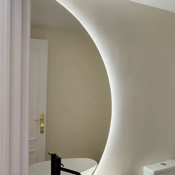 espejos semicirculares 160 cm led blanco neutro 4500ok pegados sobre base recrecido 6 Espejo Plata Semicircular