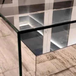 mesa cristal con revistero espejo